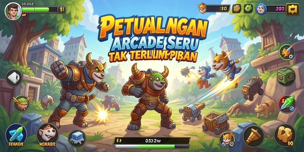 Gameplay seru 5RT dengan karakter dan rintangan menarik.