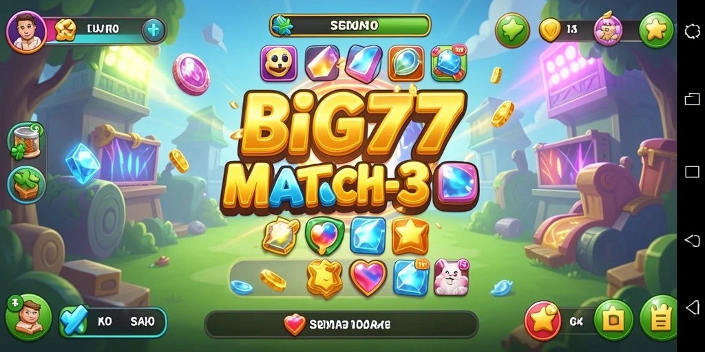 Tampilan screenshot gameplay seru permainan Match-3 BIG77.
