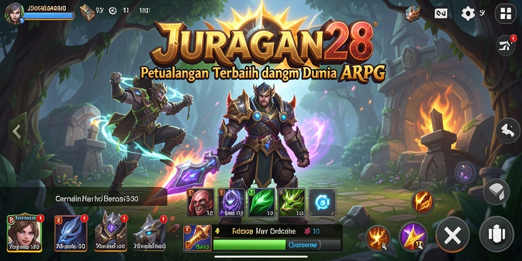 Gameplay seru JURAGAN28 menampilkan pertempuran ARPG yang mendebarkan.