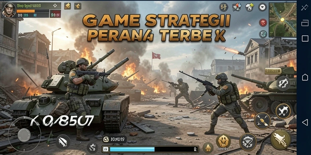 Menampilkan aksi seru dalam gameplay strategi di KO857.