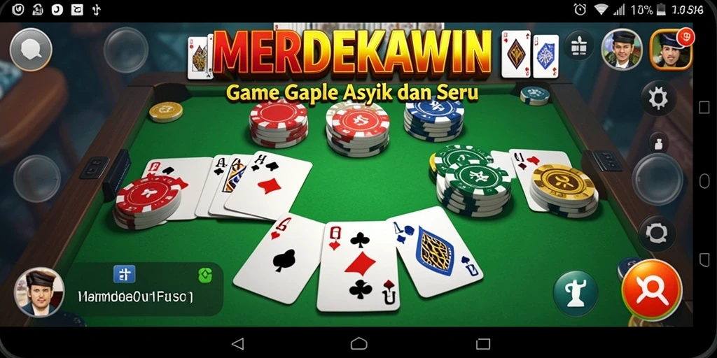 Tampilan menarik dari gameplay MERDEKAWIN yang menampilkan kartu Gaple.