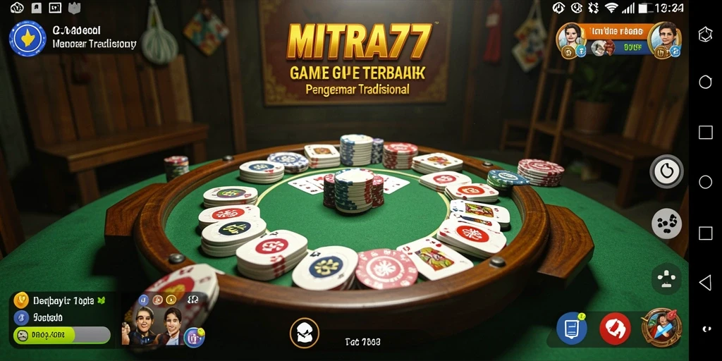 Screenshot gameplay MITRA77 yang menunjukkan suasana seru bermain Gaple.