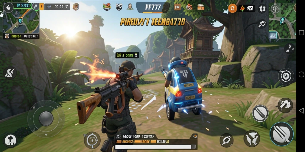 Tangkapan layar gameplay PF777 menunjukkan interaksi mendalam dan lingkungan yang realistis.