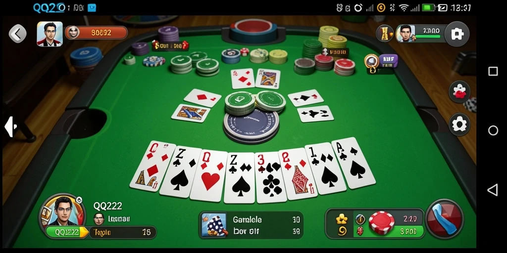 Screenshot gameplay QQ222 menunjukkan suasana seru permainan Gaple.