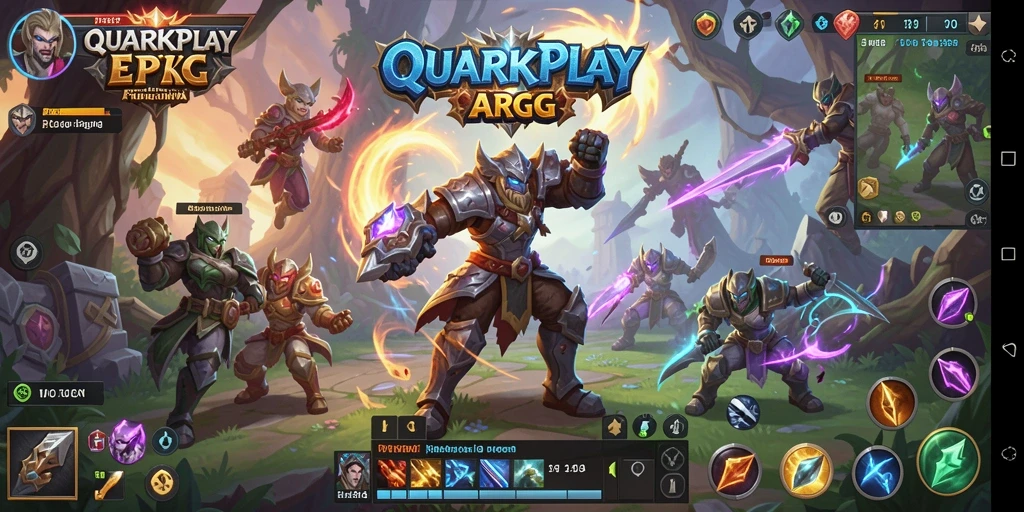 Tampilan gameplay mendebarkan di dunia <strong>QUARKPLAY</strong> dengan pertarungan ARPG yang intens.