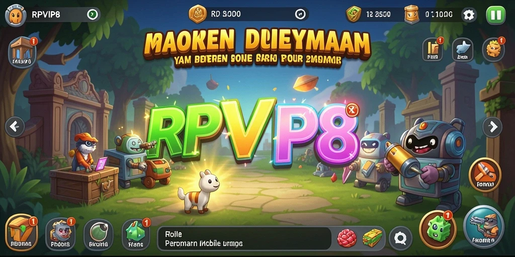 Screenshot gameplay RPVIP8 menampilkan dunia Idle yang menarik.