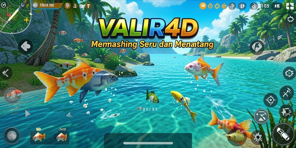 Screenshot VALIR4D menampilkan pengalaman memancing yang mendebarkan.