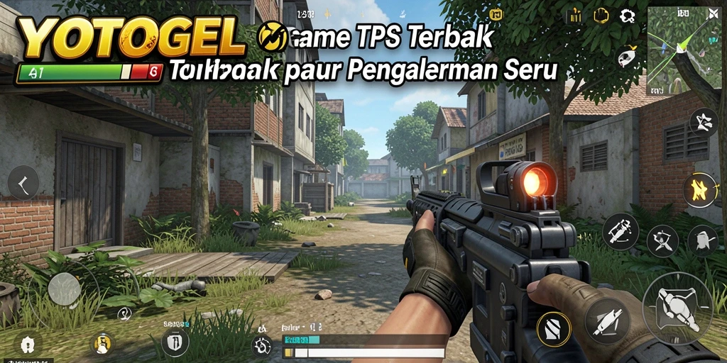 Tampilan screenshot utama YOTOGEL menunjukkan aksi seru dari gameplay TPS.